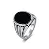 2026 European and American Trend Retro Black Gemstone Titanium Steel Ring Men's Niche High-end Cold Wind Ring Hand Jewelry