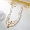 Boho Mehrschichtige Seestern Muschel Reiskorn Perlen Halskette für Damen Vintage Imitation Perlenstein Halskette Sommer Strandparty Schmuck