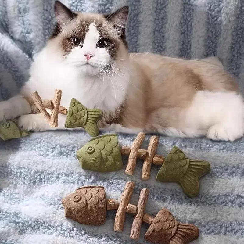 Wooden Teeth Grinding Stick For Cat Fish Bone Wood Pet Cats Like Smells Tianliao Teething Stick Have Fun Playing