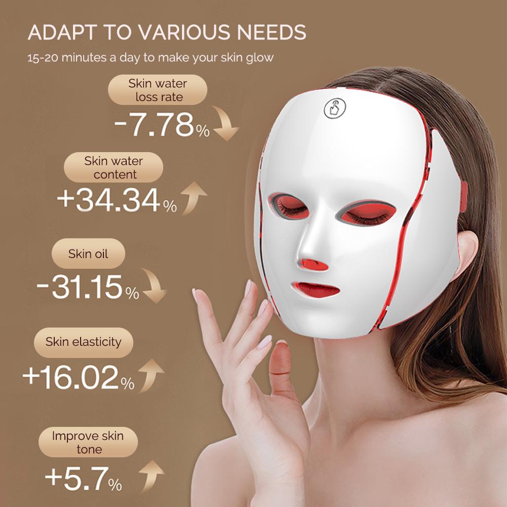 Face Neck Beauty Mask 7 Colors Light LED Mask Photon Red Light Facial Skin Care Repair Skin Anti Aging Wrinkle Skin Tightening