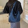 Large Capacity Denim Tote Bag Women Soft Structured Shoulder Crossbody Daily Commute Street Style