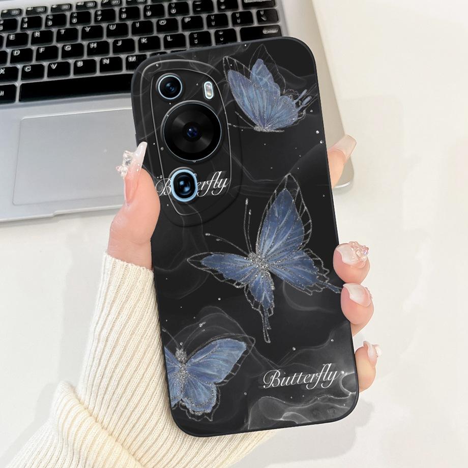 For Huawei P60 Art P60 Pro HuaweiP60 Case Cover Soft Silicone TPU Flower Butterfly Girly Fashion Painting Bumper Fundas