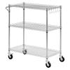 Kitchen Utility Cart, 3 Tier Heavy Duty Adjustable Wire Storage Rack, Commercial Steel Rolling Service Trolley On Wheels, Work Table with Handle Bar,