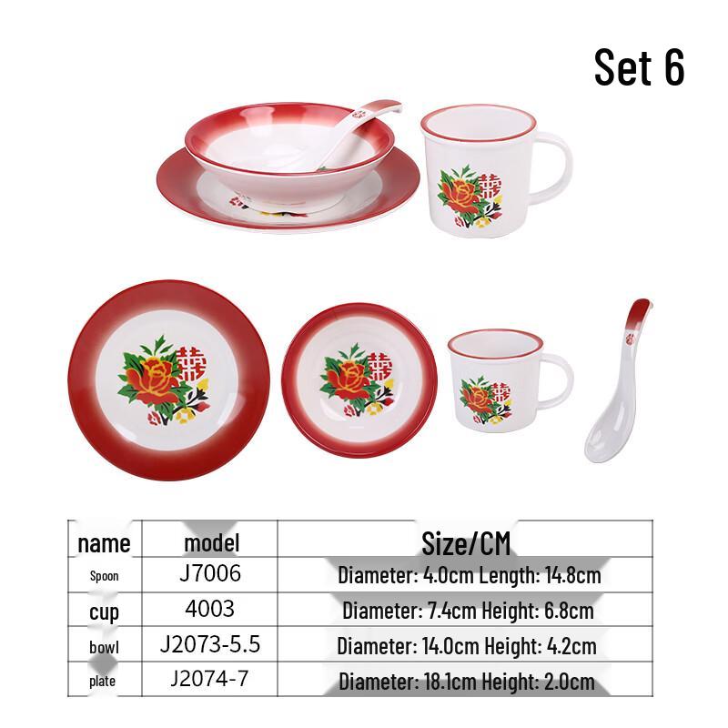 Qianxing Vintage Melamine Hotpot Tableware Set