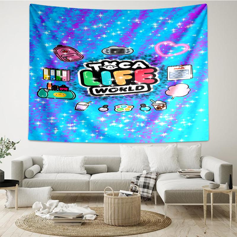 Personaggi del Gioco Toca Boca in Rete Arazzo Decorazione per Stanza Appeso a Parete per Soggiorno Camera da Letto, dormitorio, Regali di Compleanno e Natale