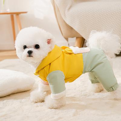 Autumn and Winter Thickened Traction Hooded Dog Four-legged Cotton Coat Teddy Bigbear Small Dog Cat Clothing Pet Clothing