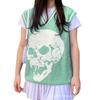 Knitted sweater women's autumn European and American Express new fashion V-neck pullover skull woolen vest outer wear