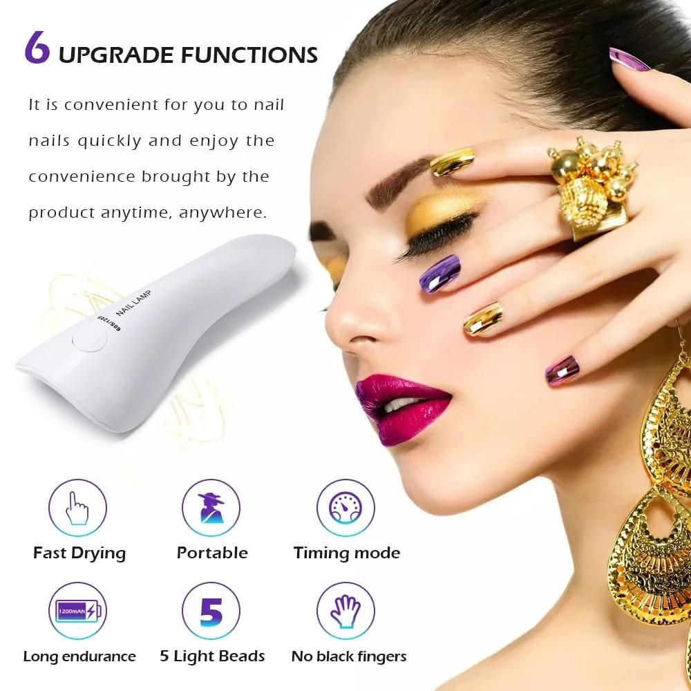 Handheld Lamp For Nails Drying UV LED Lamp High capacity Rechargeable Mini Manicure Lamp Nail Dryer For Gel Polish