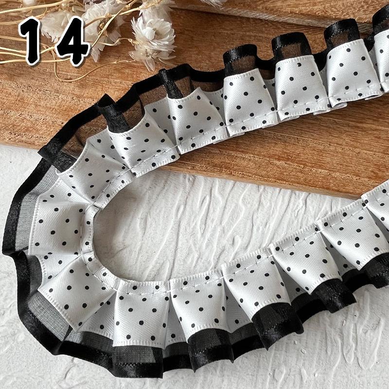 

5M Polka-dot Pleated Lace Ribbons Trim For Sewing Garment Dress Hem DIY Headdress Decor Ribbon High-Grade Lace Accessories 5M