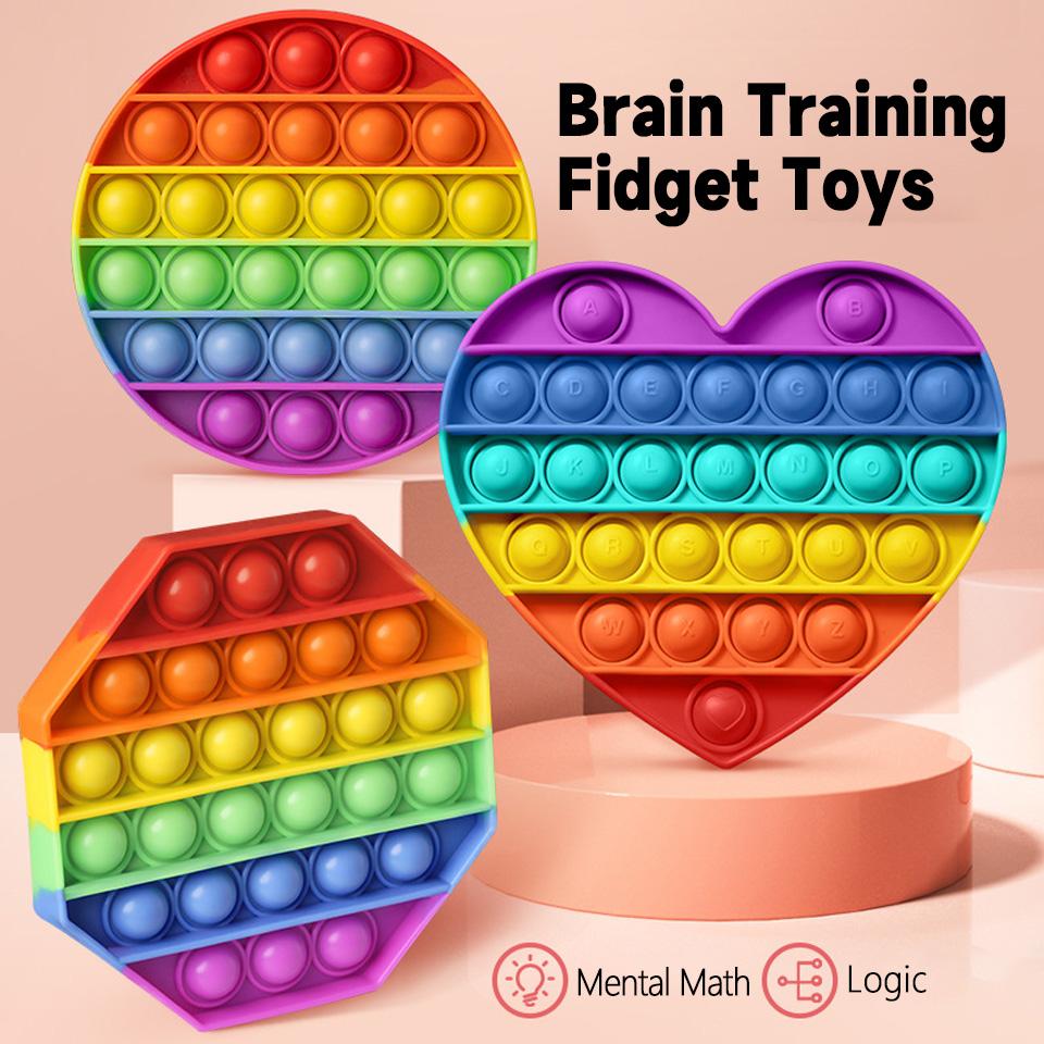 Rainbow Bubble Fidget Toy, Sensory Squeeze Popper For Anxiety Relief, Educational Adhd Toys For Kids Adults, Interactive