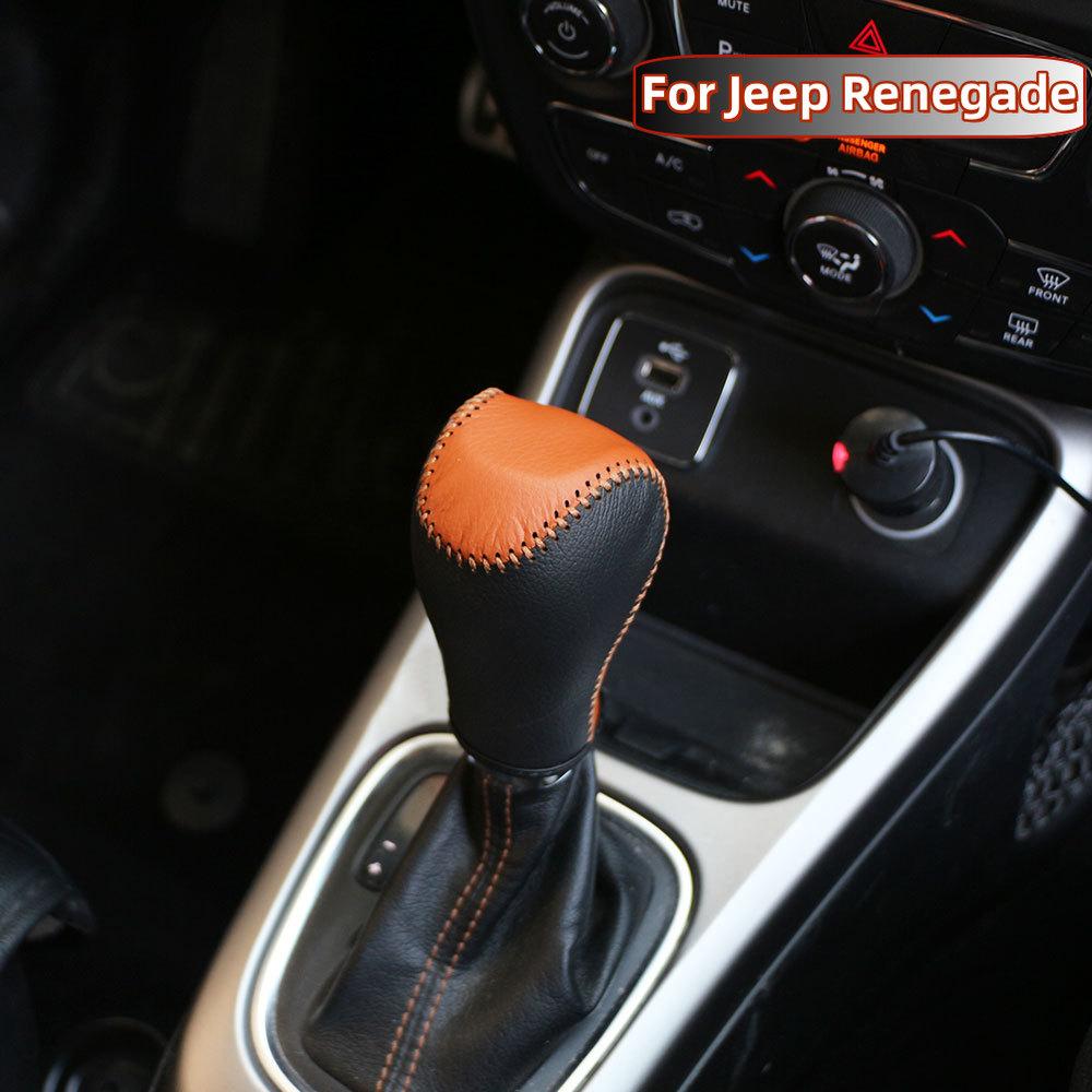 Odinis automobilio pavarų perjungimo svirties rankenėlės dangtelis Apsauginiai žiedai Dangteliai Jeep Renegade 2014 -2021 Compass 2017-2020 AT Interjero Aksesuaras