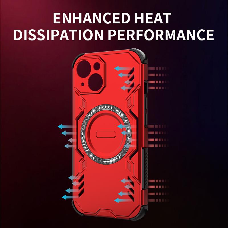Hard Magnetic Phone Case For iPhone 15 16 Pro Max 16E Samsung Galaxy S25 Ultra A06 A16 A26 Dual-Layer Heavy Duty TPU+PC Shockproof Cover For Redmi