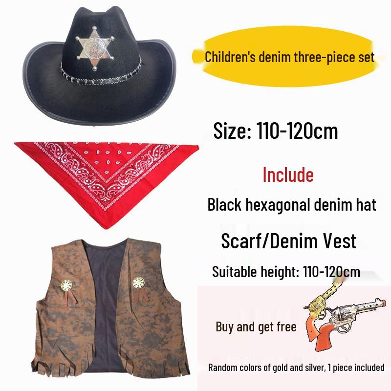 Western Cowboy Halloween Costume Set for Adults & Children - Perfect for Parent-Child Performances