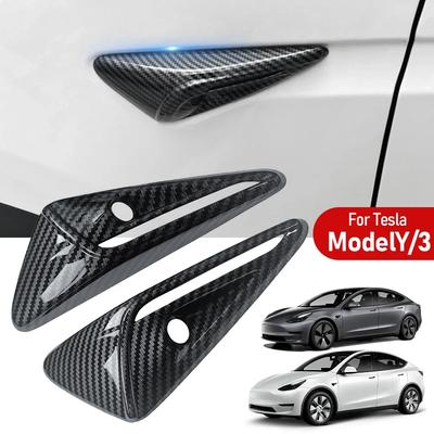 Voor Tesla Nieuwe Model 3 Highland 2024 Zijcamera Afdekkap Lensbeschermer Zwart Wit Rood Glanzend Mat Koolstofvezelpatroon