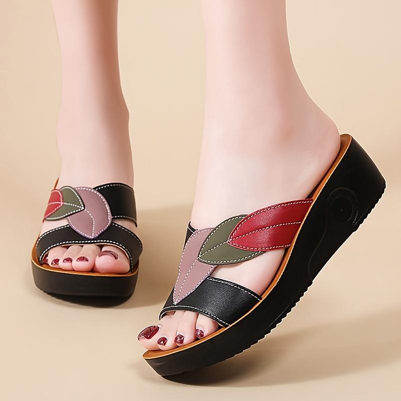 Fashion Ladies' Summer Slippers-casual Opening Design, Thick Bottom Anti-slip, Leather-like Fabric, Easy To Put on And Take Off