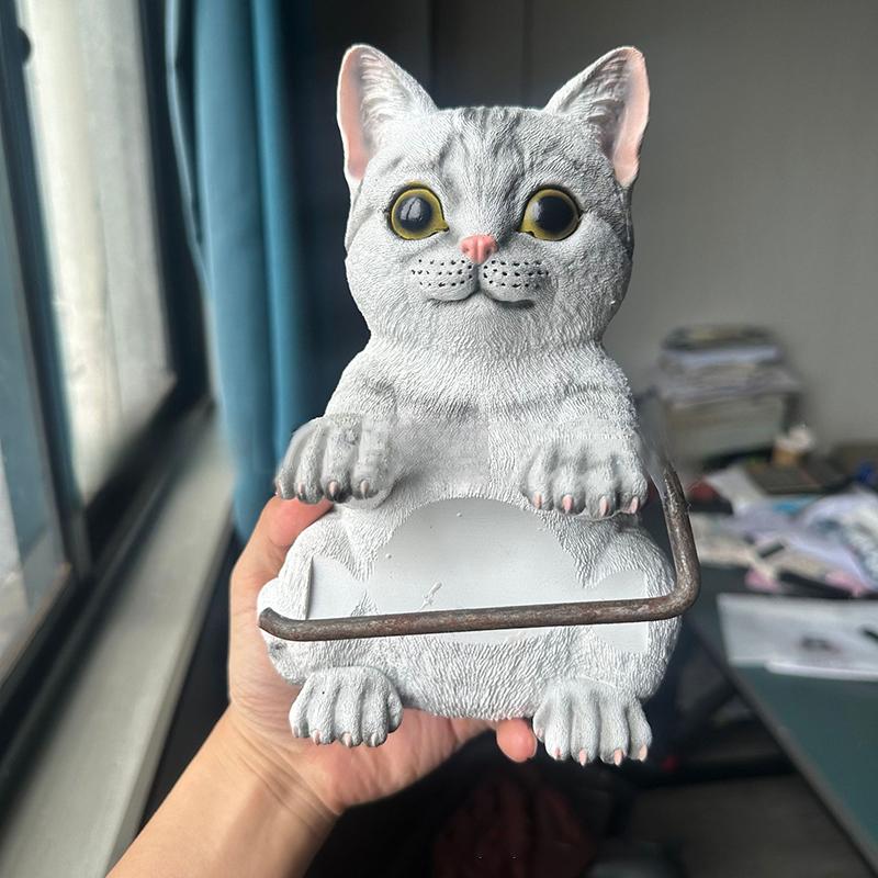 Dog Toilet Paper Holder Wall Mount Resin Shark Roll Paper Organizer Bathroom Kitchen Paper Towel Tissue Dispenser Decoration