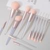 12-Piece Professional Makeup Brush Set With Glitter Acrylic Handle Portable Cosmetic Brushes Eyeshadow Blending Contouring
