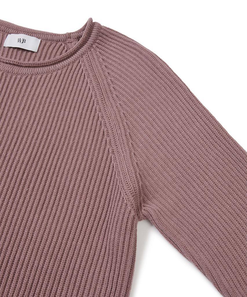 WEST GRAND BOULEVARD French Oversized Raglan Ribbed Cotton Knit Dusty Pink