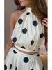 2025 Polka Dot Halter Sleeveless Top & Skirt Set