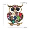 Wuli&baby Vintage Lovely Owl Brooches For Women Unisex 4-color Rhinestone Beautiful Bird Animal Party Office Brooch Pins Gifts