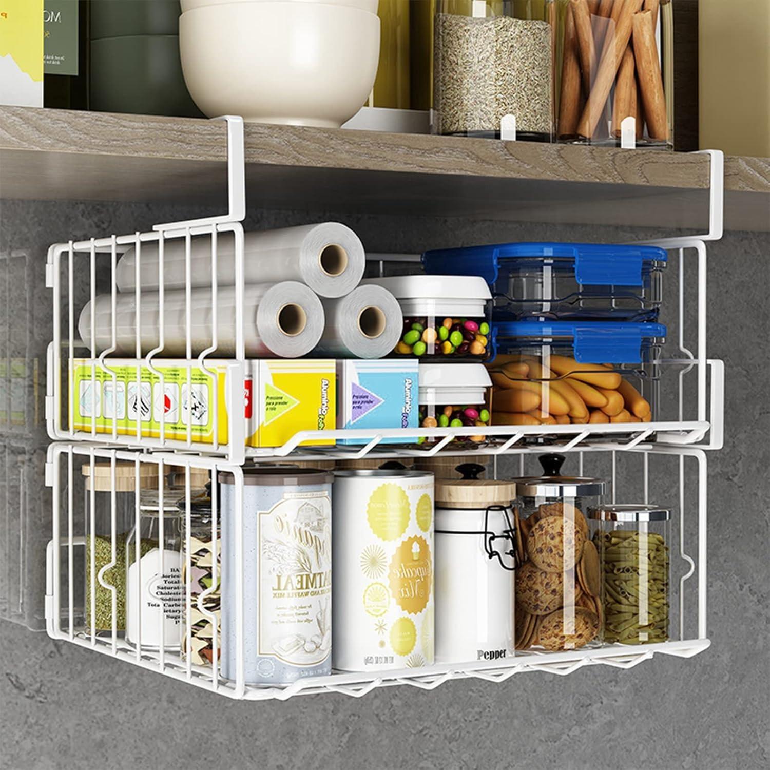 

2 Pack Foldable Metal Mesh Storage Baskets, Space Saving, Sturdy and Durable, No Assembly Required