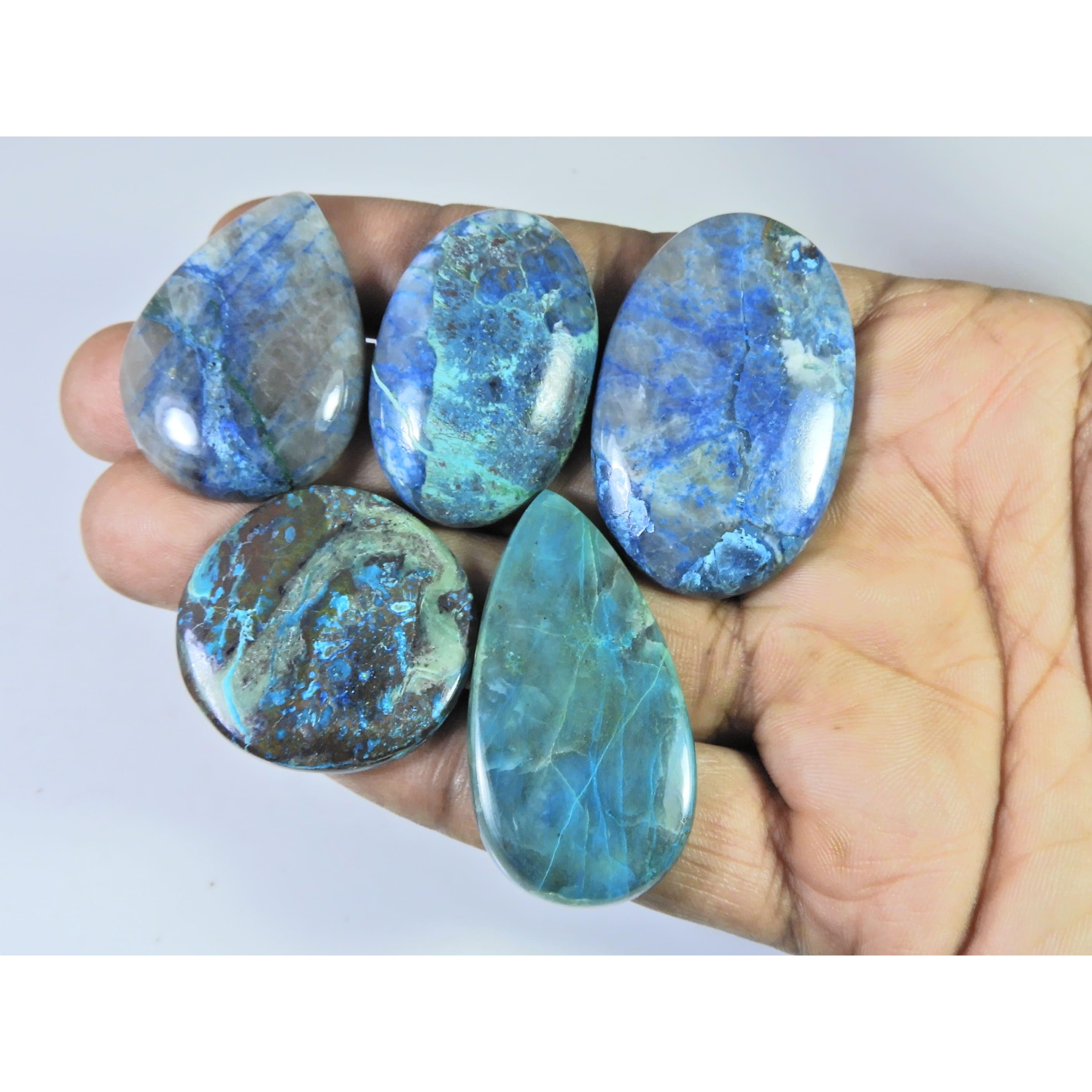 286Cts. Natural Shattuckite Mix Cabochon Loose Designer Gemstone 05Pcs Lot C-1537