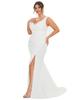 Ever-Pretty Plus Size Deep V-Neck Sleeveless High Slid Simple Wedding Dresses for Bride White