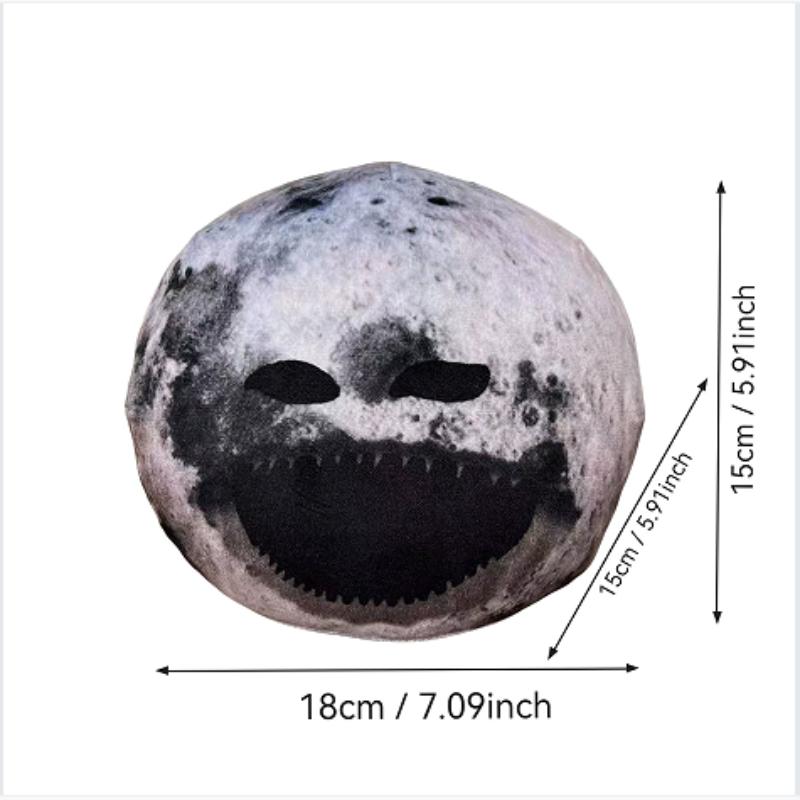 

Kawaii Creepy Moon Face Plush Pillow, Soft Grinning Stuffed Cushion for Gothic Home Decor & Gift