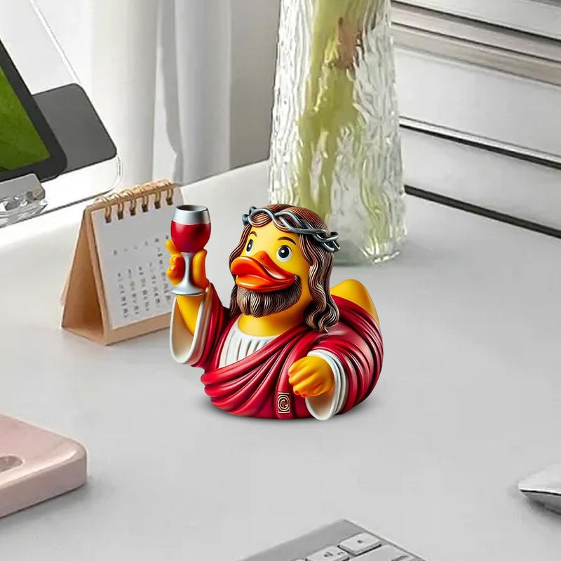 3,5palcová kreativní pryskyřičná soška Ježíš kachna Multifunkční křesťanská dekorace Kachna ozdoby na palubní desku auta výzdoba domácí kanceláře