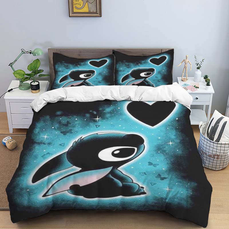 Multiple Sizes of Cartoon Stitch Duvet Cover and Pillowcase Sets - Home Decor, Creative Plus Size Bedding Sets Suitable for Boys