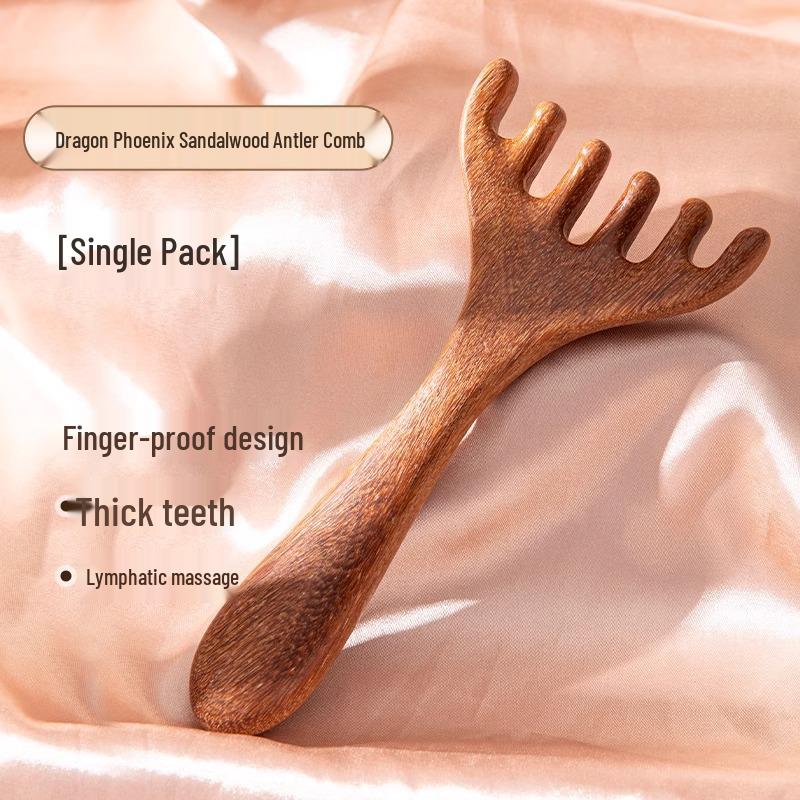 

Натуральный сандаловый пятизубцовый гребень для терапии кожи головы