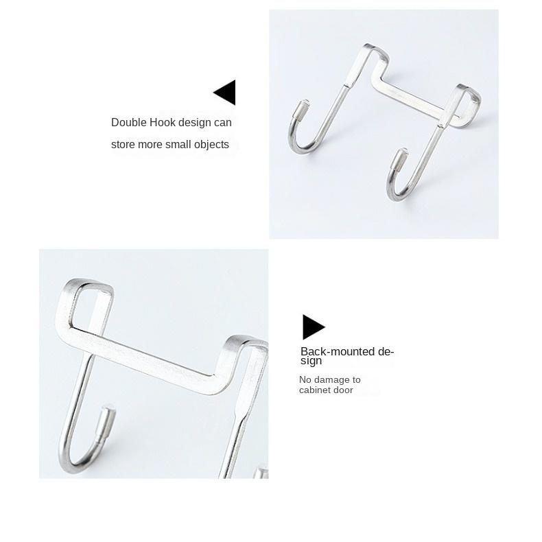 VISHUA 304 Stainless Steel S-hook Cabinet Door Behind Dormitory Bedside Hangings Storage Nail Free Traceless Door Back Hook Double Hook