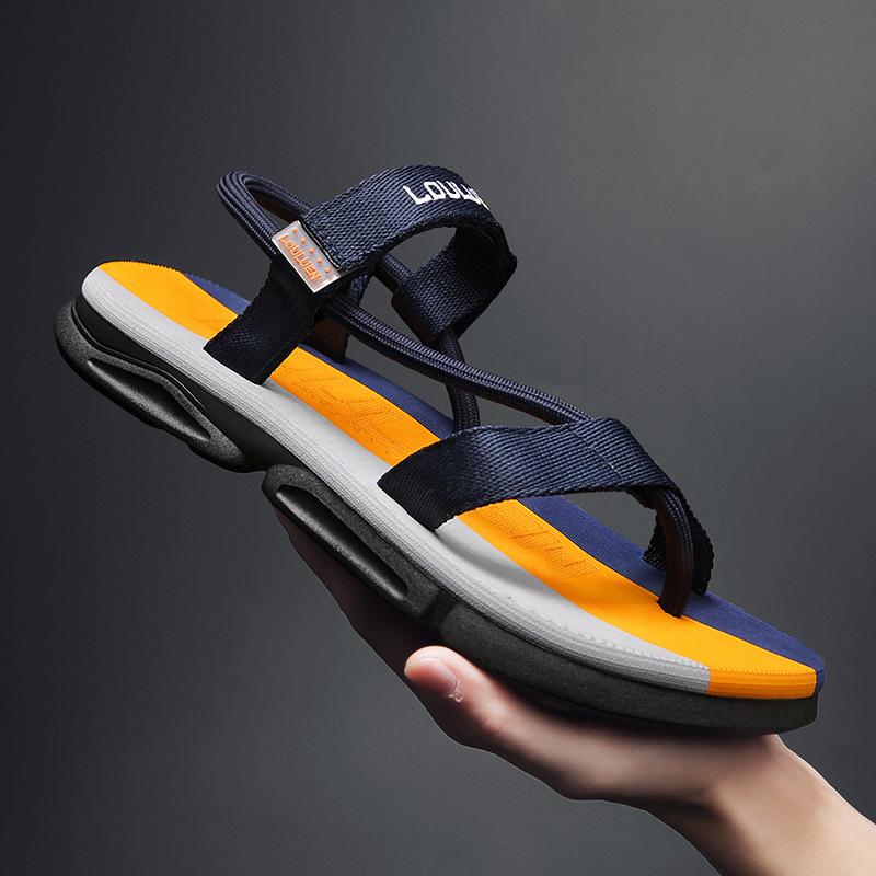

Sandals men s summer outer wear breathable deodorant outdoor sports leisure Vietnam beach non-slip wear-resistant driving cool slippers 44 темно-синього кольору