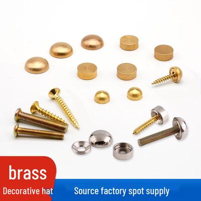 Brass Retro Mirror Screws with Decorative Caps - Pure Copper Accessories