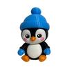 Small Penguin Figurine Cute with Knit Hat, 3D Printed Cartoon Holiday Gift for Friends Animal Statue Christmas Desktop Ornament, Car Dashboard