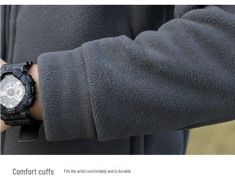 Men's Plus Size Fleece Jacket - Thick Stand Collar, Casual Autumn/Winter Outdoor Sports