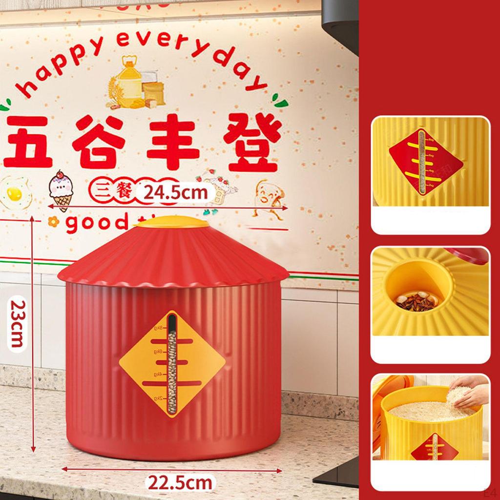 Food Container Rice Storage Bin Lightweight Airtight Grain Bucket for Flour Beans