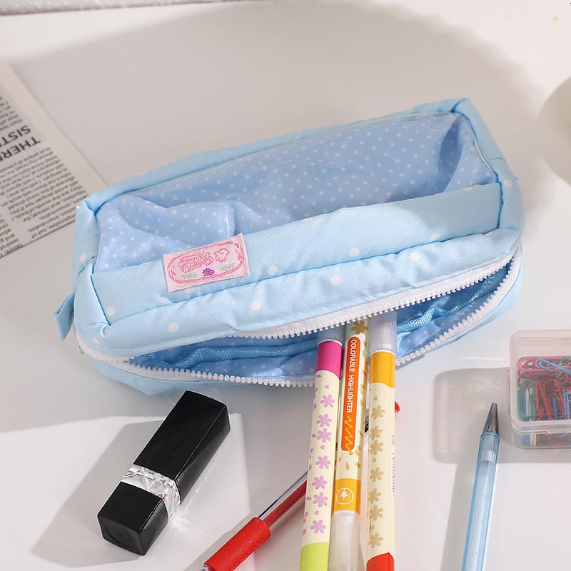 No Ip Pencil Case With Polyester Material And Seethrough Compartment For Students