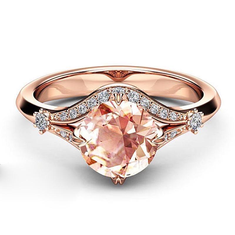Jewelry Popular Rose Gold Geometric Zircon Ring, Jewelry