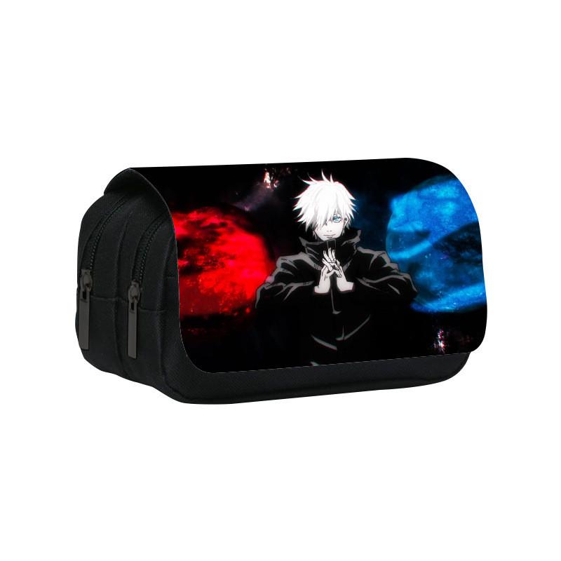 Jujutsu Kaisen Pattern Double Layer Flip Cover Stationery Storage Pencil Bag For Middle School Students
