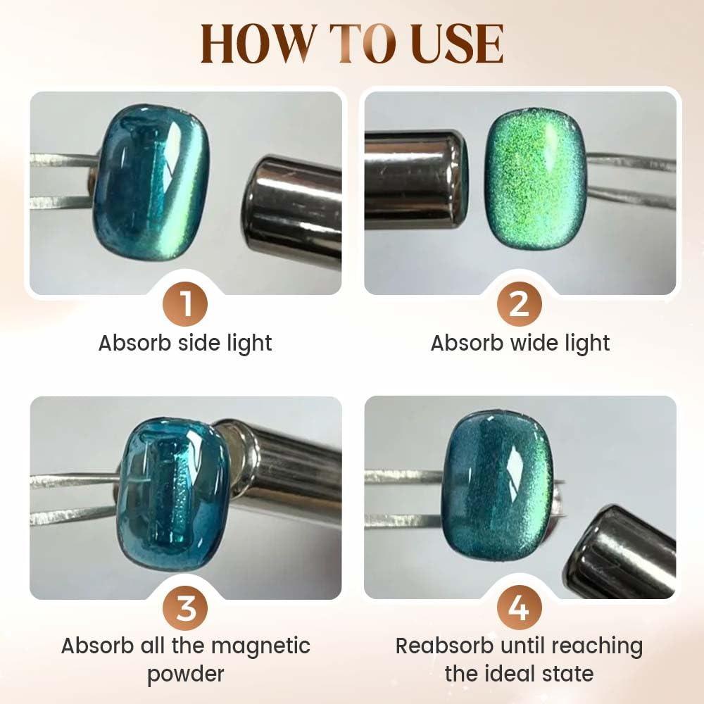 Cat Eye Magnet For Nails, Double-Head Magnet Wand With Round Nail Magnet Beads Nail Polish Magnet Pen Magnetic Cat Eye Gel Polish Nail Design Tool