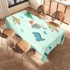Cartoon Print Tablecloth Polyester Home Decoration Plaid Blue Green Waterproof Non-Slip Dining Linen Bedding