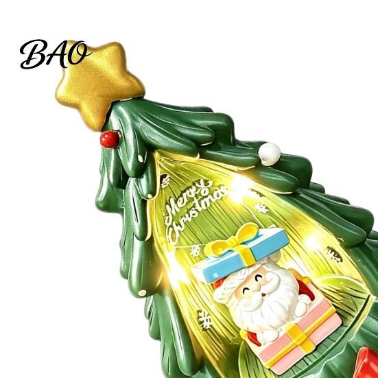 Santa Claus Table Decor Christmas Tree Ornament Lamp, And Golden Star Decor, Unique Presents Durable Resin Decorative Figure for Living Room