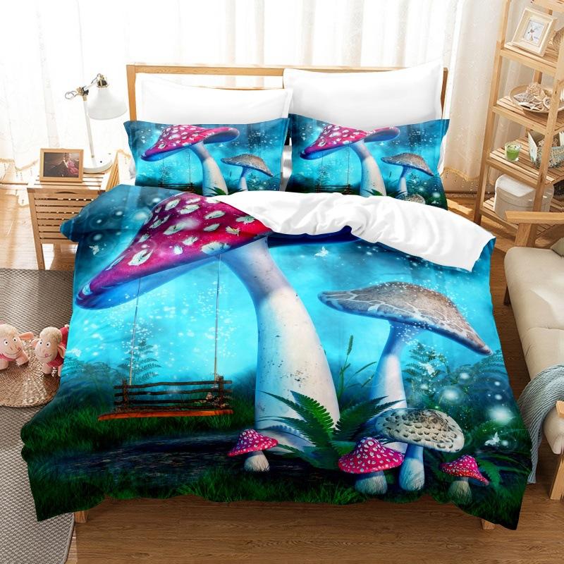 3D Digital Printing Kit Home Textile Quilt Cover Bed Sheet Bedding Three-Piece Set