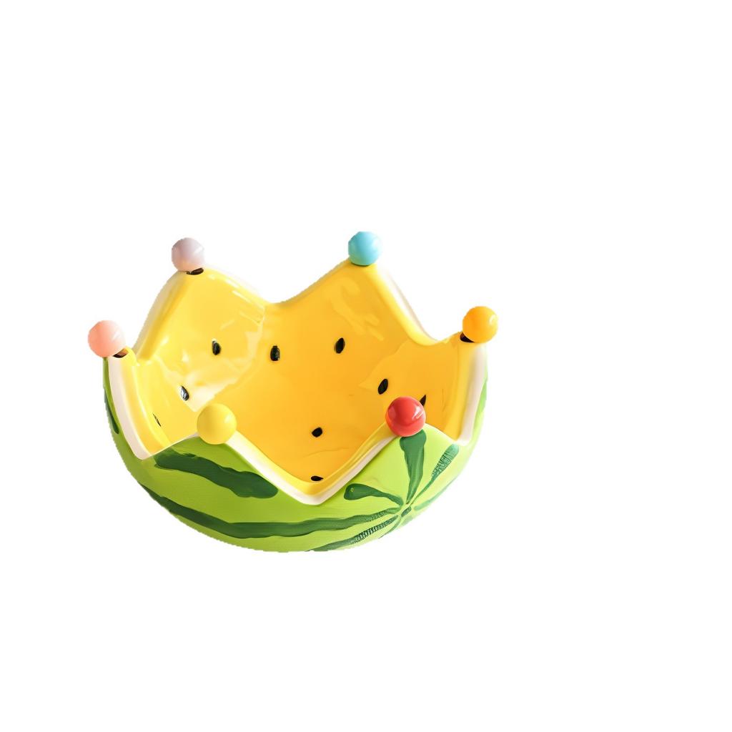 Watermelon Fruit Plate Creative Ceramic Fruit Fork Set Large Capacity Living Room Coffee Table Fruit Bowl Plate Cute Ornaments