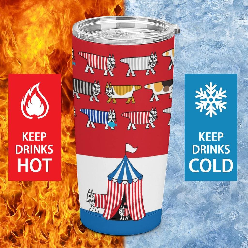 Lisa Larson Katze Becher Tasse Kaffeetasse Convenience Store Becher Kalt isolierte Wasserflasche Direktes Trinken Edelstahl mit Deckel Tragbarer Strohhalm