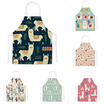 Alpaca Pattern Stain-Proof Cooking Apron with Waistband