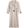 New Spring Red Wool Blend Waist-Defining Long Coat Women Coats Beige 40434WF