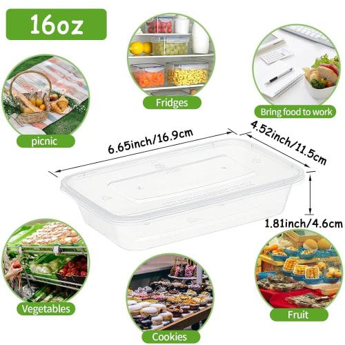 Ensbelei 16 oz Einweg-Lebensmittelaufbewahrungsbehälter mit luftdichten Deckeln, Wiederverwendbare Deli Meal Prep Behälter, 50 Stück, Auslaufsicher, Mikrowellen-, Spülmaschinenfest,