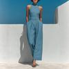  New European, American Amazon Cross-border Women's Clothing Summer Dress Single Shoulder Sleeveless Waist Jumpsuit